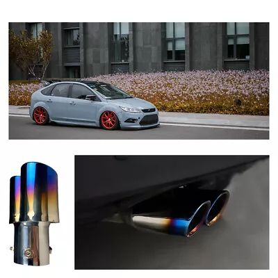 Car Exhaust Universal Pipe Rear Tip Throat Tail Muffler Stainless Steel Strai • $19.99