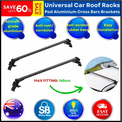 Universal Car Roof Racks Pod Aluminium Cross Bars Adjustable 145cm Black • $78.97