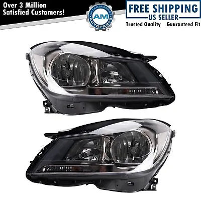 Headlight Set Fits 2012-2015 Mercedes-Benz C250 C350 C63 AMG • $250.19