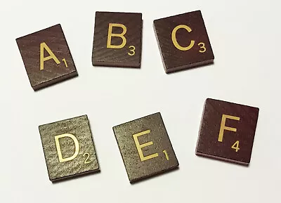 Choose Your SCRABBLE TILES - Deluxe Burgundy/Maroon With Gold/Yellow LETTERS • $2.35