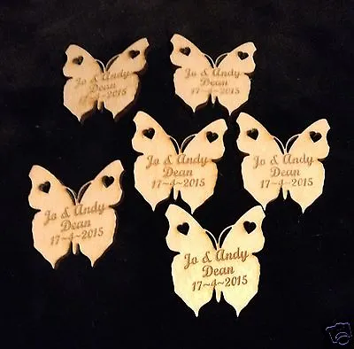 £24.99 • Buy  50 Or 100 Personalised Wooden Butterflies Table  Wedding Favours Natural Wood