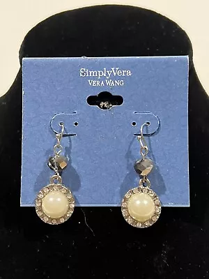 SimplyVera Dangling Rhinestone Faux Pearl Drop Earrings Simply Vera Wang • $5