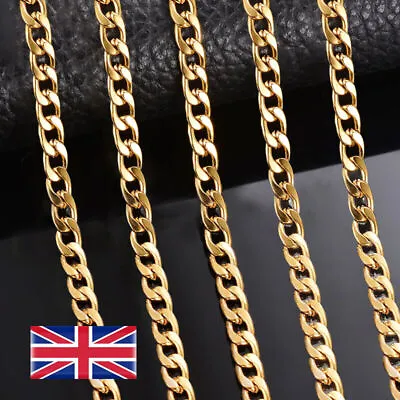£2.75 • Buy New Fashion Men Womens Gold 6MM Solid Men Curb Chain Necklace 8  To 30'' Inch UK