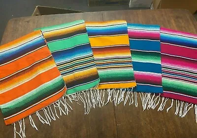 1 PIECE SARAPE RUNNER MEXICAN BLANKET SALTILLO 81  X 14   ASSORTED COLORS NEW  • $14