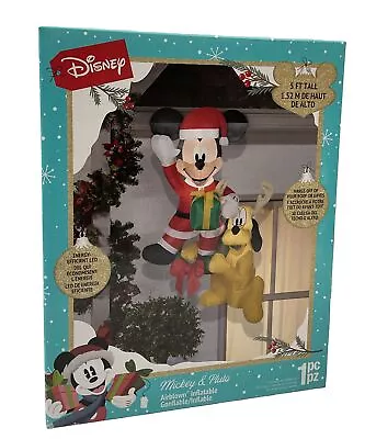 Disney Airblown Inflatable 5' Christmas Mickey Pluto Hanging Light Blow Up • $54.95