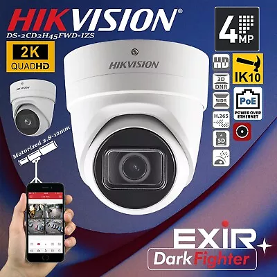 HIKVISION 4MP IP PoE CCTV DarkFighter EXIR 2K Varifocal Network Security Camera • £110.90