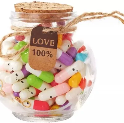 100 Pcs Message Capsules In A Glass Bottle Love Pill Notes  • $14.99