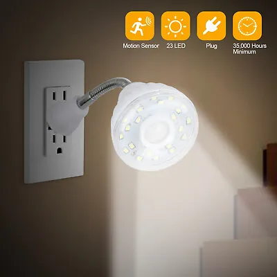 LED Motion-Activated Sensor Night Light AC Outlet Plug-In Indoor Wall Stair Lamp • $12.48