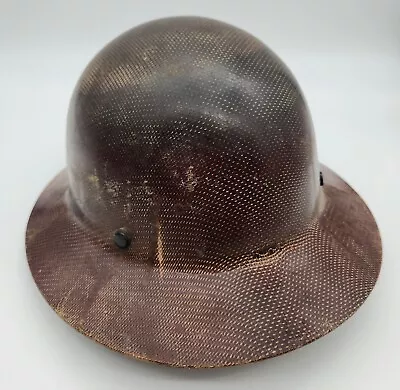 Vintage MSA Skullgard Full Brim Brown Fiberglass Hard Hat W/ Ratchet Suspension • $59.03