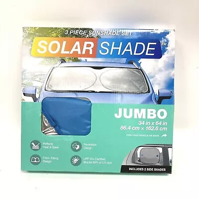 New Solar Shade 3 Piece Sunshade Set JUMBO For Car Truck SUV 34”x64” Type S • $17.95