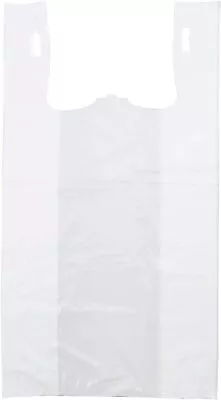 Bags 1/6 Large 21 X 6.5 X 11.5 White  T-Shirt Plastic Grocery Shopping Bags F&S • $8.99