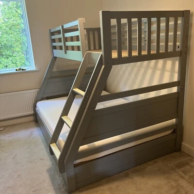 £31 • Buy White Wooden Bunk Beds With Nearly New Jay-Be Simply Kids Foam Free Mattresses