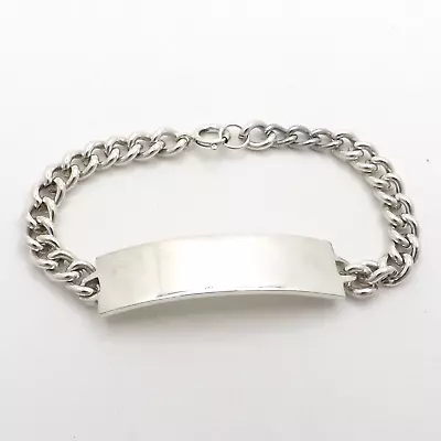 Sterling Silver ID Bracelet Engravable Nameplate Medical Alert Curb Link Vintage • $94.05