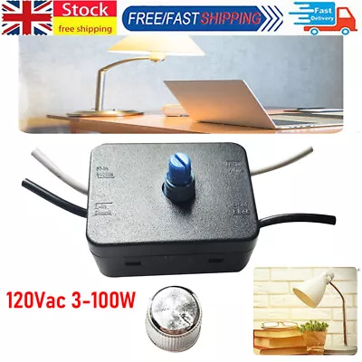 Inline LED Dimmer Switch Built-in Rotary ON/OFF And Knob Control Dimmer 3-100W • £7.87