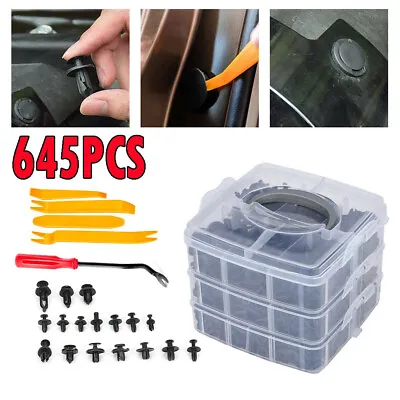 650Pcs Car Body Plastic Auto Fasteners Push Trim Clips Pin Rivet Bumper Kit • $24.99