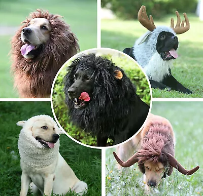 Lion Mane For Dogs Funny Halloween Costume Apparel For Dogs Snoods For Dogs • $17.90