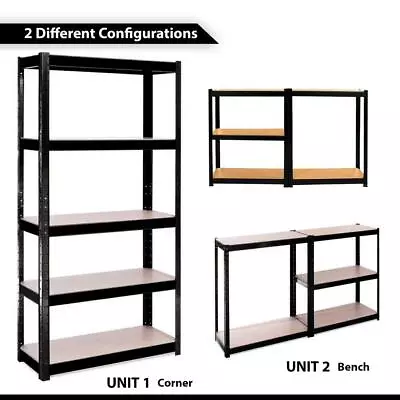 Garage Shelves Shelving 5 Tier Unit Racking Boltless Heavy Duty Storage Shelf • £27.99