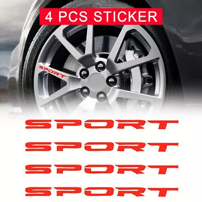 4x SPORT Style Car Door Rims Wheel Hub Racing Vinyl Red Sticker Graphic Decal  • $3.18