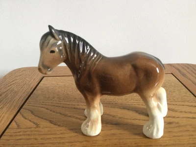 £0.99 • Buy Vintage Porcelain Brown Gloss Shire Horse Figurine 4.5”