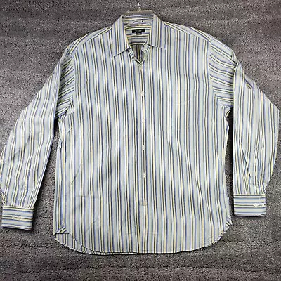J. Crew Men's Large Shirt Long Sleeve Button Front Blue Green Yellow Plaid • $8.20