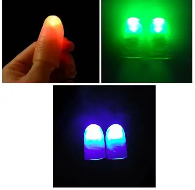 £2.99 • Buy 2x Magic Light Up Flashing Thumbs Fingers Blue Green Red Trick Appearing Light 
