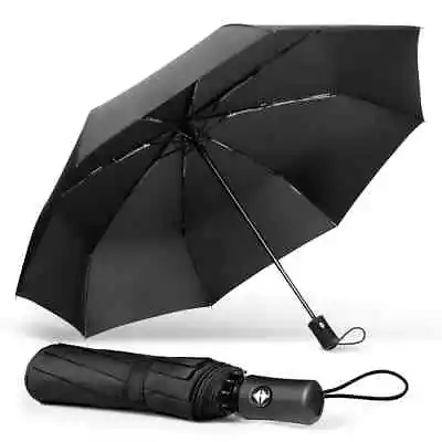 8 Ribs Automatic Open Umbrella Close Travel Windproof Strong Compact Folding UK • £8.49