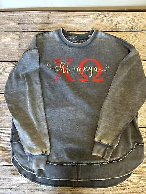 $6.99 • Buy Women’s Large Chi Omega Vintage Wash Crew Sweatshirt Medium Blue