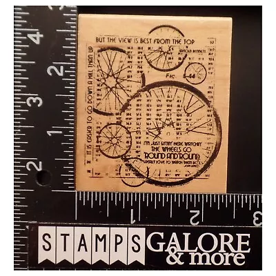 Club Scrap Rubber Stamps WHEELS GO AROUND VIEW FROM TOP ABSTRACT MIXED MEDIA T29 • $5.59