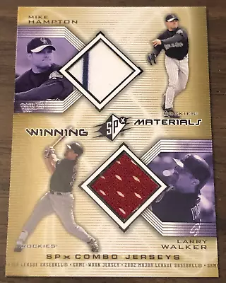 2002 UD SPX Winning Materials Larry Walker Mike Hampton Dual Game Used Jersey • $8.95