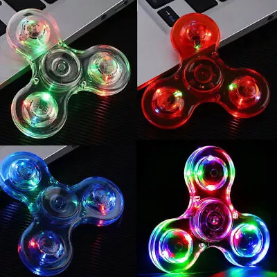 LED Light Up Fidget Spinner Clear Fidget Toys Anxiety Toys Stress Relief Toys • £7.07