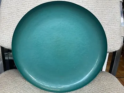 Vintage 1950 Kyes Moire Glaze 13” Round Green Enamel Tray  • $29