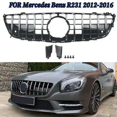 Chrome+Black GT Style Front Grille For Mercedes Benz R231 SL500 SL550 2012-2016 • $158.99