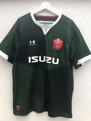 WALES Green 2019 Away Rugby Shirt Under Armour Short Sleeve Mens Large L • £19.95
