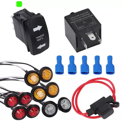 LED Turn Signal Rocker Switch Blinker Kits +10 LED Lights  SXS UTV ATV GOLF CART • $20.99