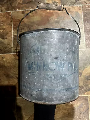 Vintage Mohawk Minnow Pail Bucket Floating Galvanized Wood Handle • $18