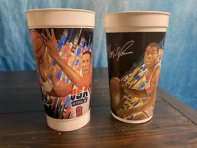 Lot Of 2 1992 USA Olympic Dream Team McDonalds Cups Magic Johnson Scottie Pippen • $8.90