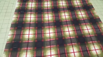 Vintage 1950's Cotton Flannel Plaid Fabric BY THE REMNANT PIECE X 34  EACH  • $10