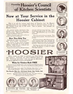 AD HOOSIER Kitchen CABINET Antique Oak Cupboard Flour Bins 1917 Vtg REPRINT 8x11 • $7.97