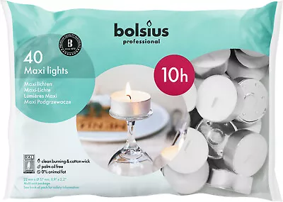 Bolsius Maxi Tealights Candles - Bag Of 40 Long Burn Time 10 Hours - Tea Lights • £17.99