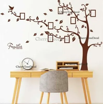 Large Brown Family Tree Wall Sticker Photo Frame Tree Home Art Wall Decor • £12.16