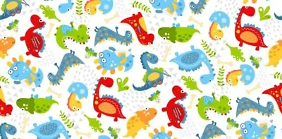 100% Cotton Fabric Childrens Kids Panda Rainbow Frog Cat Space Dinosaur Material • £4.50