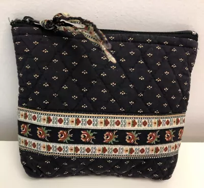 Rare Vtg Vera Bradley Designs Indiana Black Floral Small Lined Cosmetic USA VG • $13.99