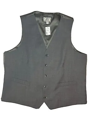 Jos A Bank Men's 1905 Gray 5 Button Vest Size 1X Wool Blend Weddings Prom NWT • $22