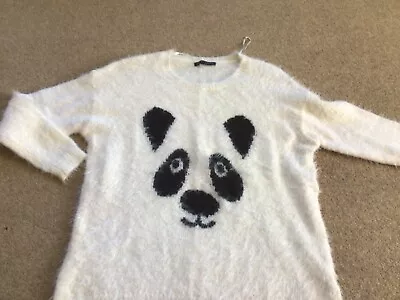 Heart & Soul Fluffy Cuddly Panda Jumper . Cream Black. Size 18 • £11.50