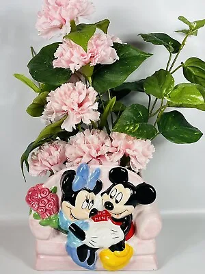 Mickey & Minnie Mouse Pluto & Lady Ceramic Planter Disney Be Mine FTD 2000  • $17.99