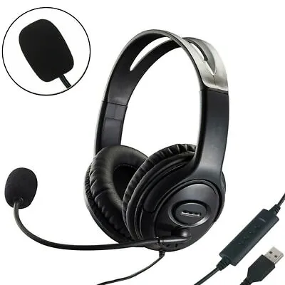£11.30 • Buy USB Headset Headphones With Microphone Noise Cancelling For Skype Laptop PC Call