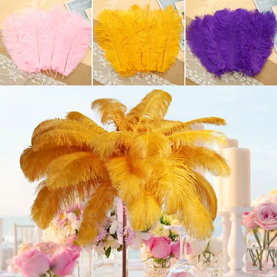 10Pcs Ostrich Feather Multi-Color Ostrich Feather Plume Decorative Pink BvhDc • $18.49