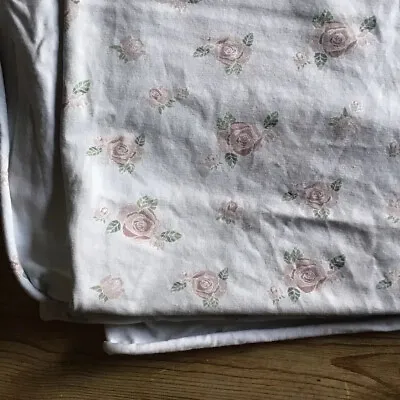 Rose Floral Organic Cotton Jersey Fabric Grey - 1.3 Meters • £12