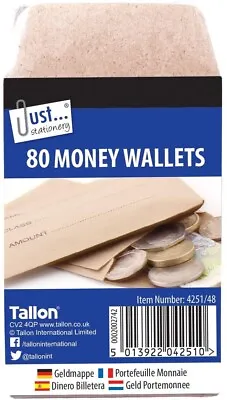 Just Stationery 70x105mm Money Envelope ( 80 Wallets) • £2.80
