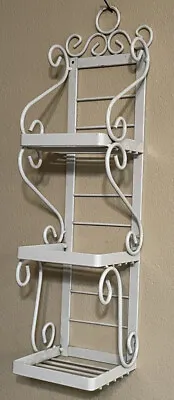 Vtg 3 Tier Shelf Rack Wall Wrought Iron Metal Scroll 23-1/4” X 6” • $86.99